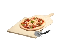 AEG A9OZPS1 Pizzastein-Set ( Pizzastein, Holzbrett, Edelstahl-Schneidemesser )