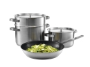 AEG A4SS Casserole Set bestehend aus Fettpfanne (28 cm), 4 l und 6 l Topf mit Deckeln und Pastaeinsatz