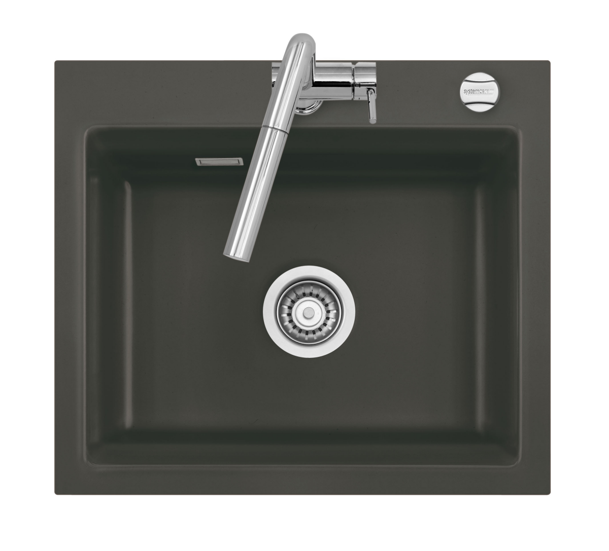 Systemceram 50020185 Kara 57 Schiefer 85 Handb. Keramikspüle Handbetätigung Einbauspüle 60 cm Unterschrank